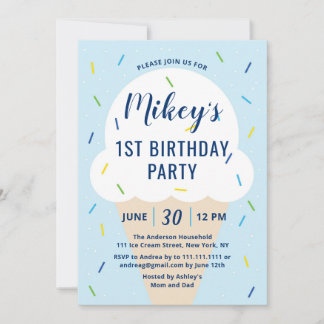 Invitación a la fiesta de cumpleaños de Boy Ice Cr