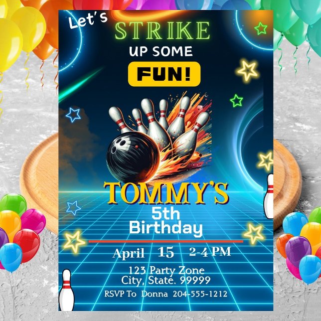 Invitación a la fiesta de cumpleaños de Boys Bowli (Subido por el creador)