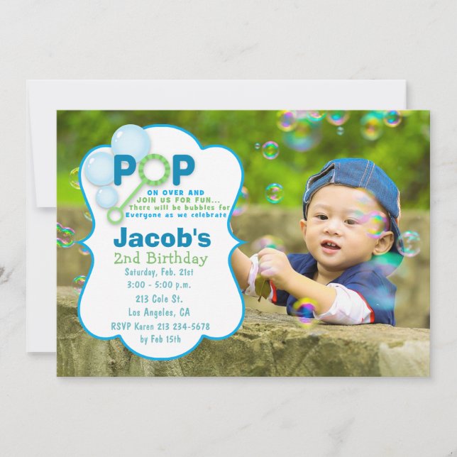 Invitación a la fiesta de cumpleaños de Bubble Pop (Anverso)