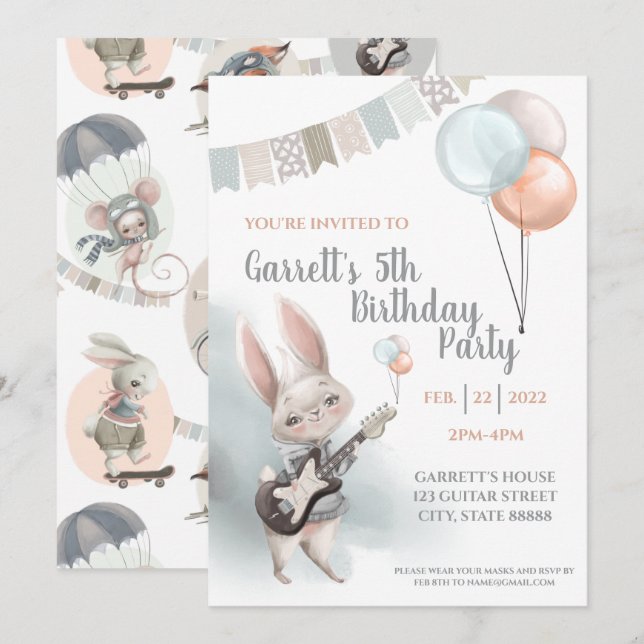 Invitación a la fiesta de cumpleaños de Bunny (Anverso / Reverso)