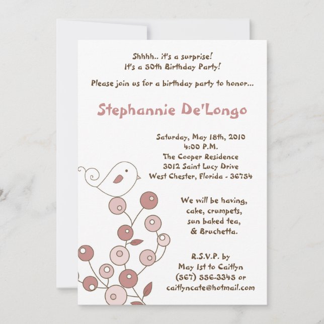 Invitación a la fiesta de cumpleaños de Bush catar (Anverso)