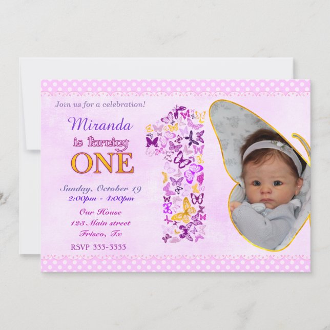 Invitación a la fiesta de cumpleaños de Butterflie (Anverso)