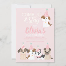 invitación a la fiesta de cumpleaños de cachorros 