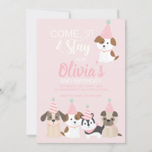 invitación a la fiesta de cumpleaños de cachorros 