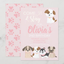 invitación a la fiesta de cumpleaños de cachorros 