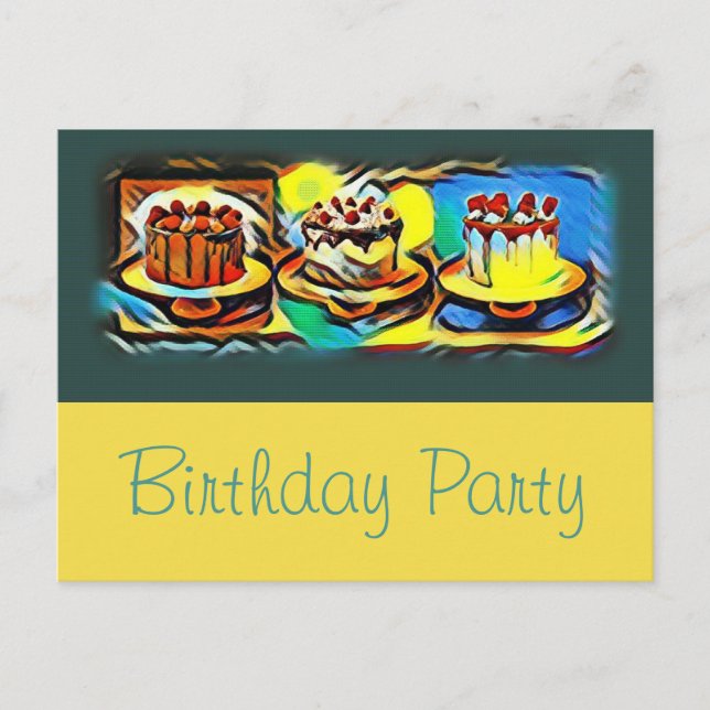 Invitación a la fiesta de cumpleaños de Cake Art J (Anverso)