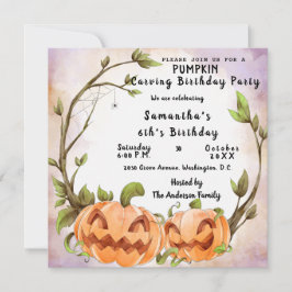 Invitación a la fiesta de cumpleaños de calabaza t