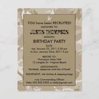 Invitación a la fiesta de cumpleaños de Camo