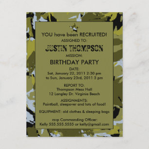 Invitación a la fiesta de cumpleaños de Camo