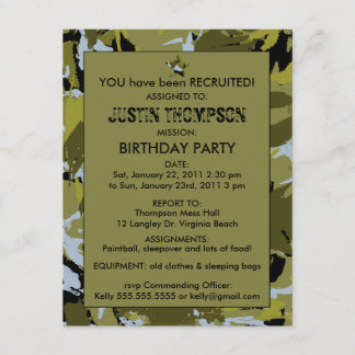 Invitación a la fiesta de cumpleaños de Camo