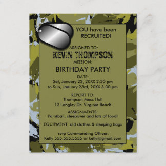 Invitación a la fiesta de cumpleaños de Camo Boy