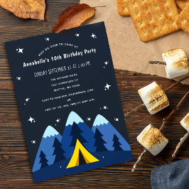Invitación a la fiesta de cumpleaños de camping