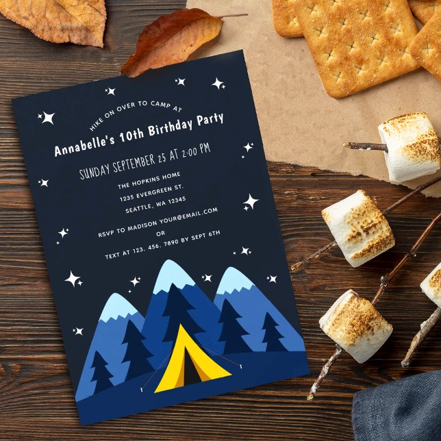 Invitación a la fiesta de cumpleaños de camping (Subido por el creador)