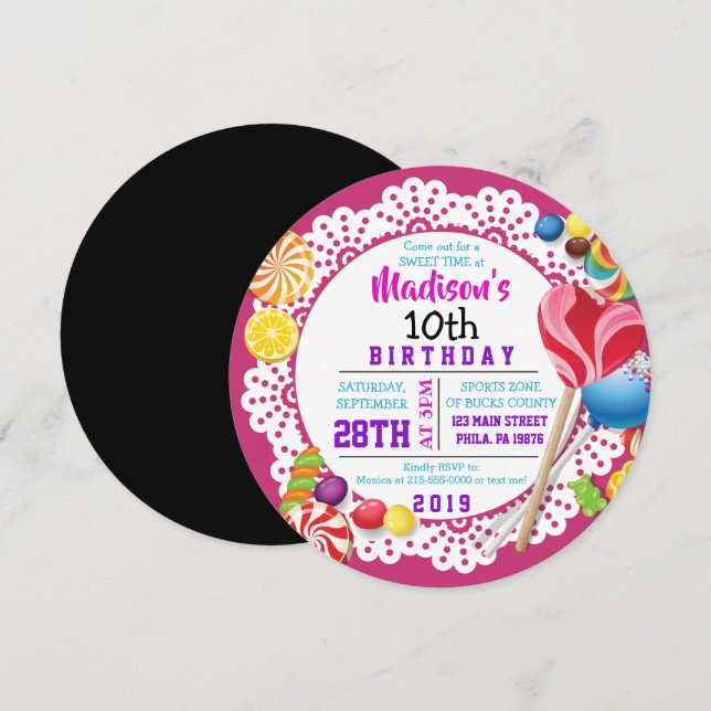 Invitación a la fiesta de cumpleaños de CÁNDALO DU (Anverso / Reverso)