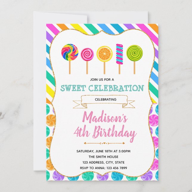 Invitación a la fiesta de cumpleaños de Candy (Anverso)