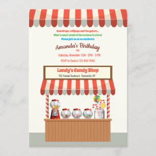 Invitación a la fiesta de cumpleaños de Candy Bar