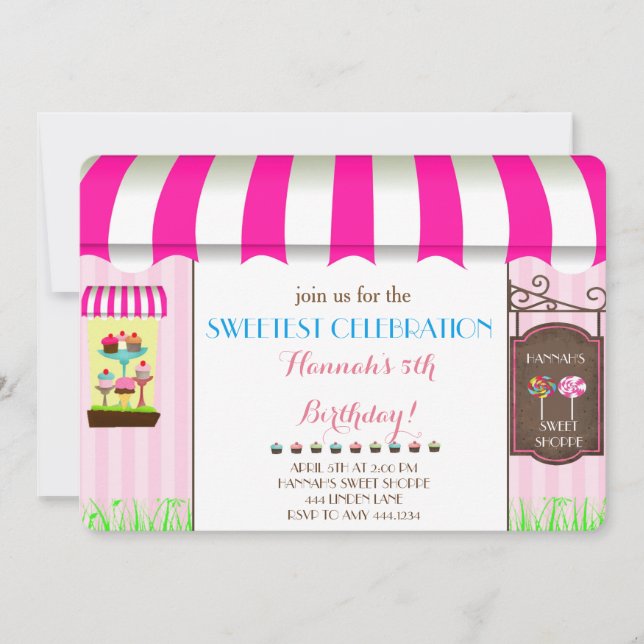 Invitación a la fiesta de cumpleaños de Candy Land (Anverso)