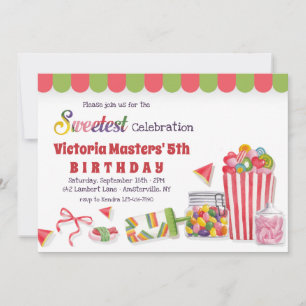 Invitación a la fiesta de cumpleaños de Candy Lane