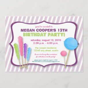 Invitación a la fiesta de cumpleaños de Candy Shop