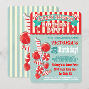 Invitación a la fiesta de cumpleaños de Candy Swee