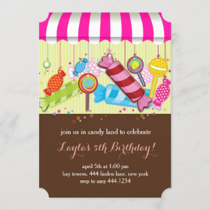 Invitación a la fiesta de cumpleaños de Candyland