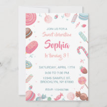 Invitación a la fiesta de cumpleaños de Candyland