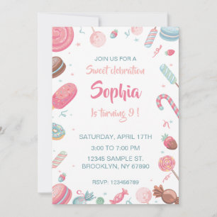 Invitación a la fiesta de cumpleaños de Candyland