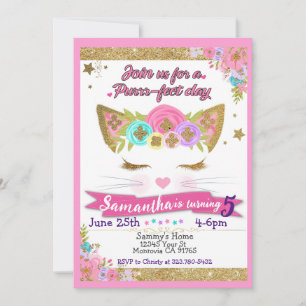 Invitación a la fiesta de cumpleaños de Cat Unicor