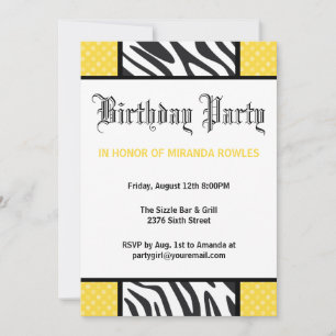 Invitación a la fiesta de cumpleaños de cebra de é