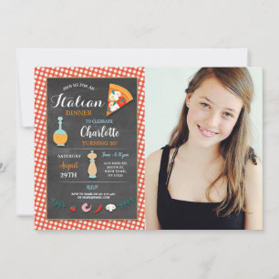 Invitación a la fiesta de cumpleaños de cena itali