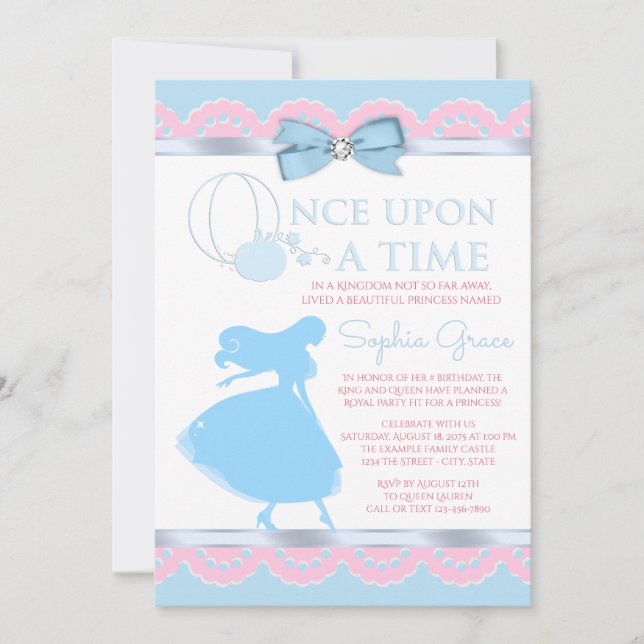Invitación a la fiesta de cumpleaños de Cenicienta (Anverso)