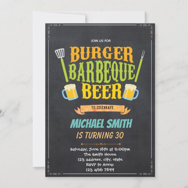 Invitación a la fiesta de cumpleaños de Cerveza y  (Anverso)