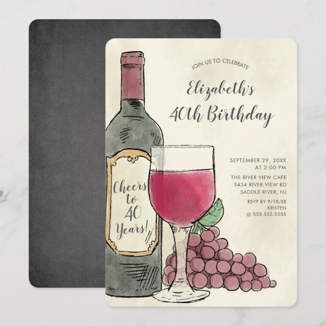 Invitación a la fiesta de cumpleaños de Cheine Win (Anverso / Reverso)