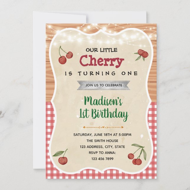 Invitación a la fiesta de cumpleaños de Cherry (Anverso)
