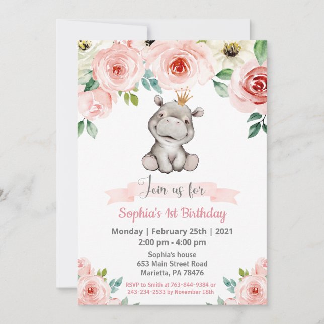 Invitación a la fiesta de cumpleaños de chica Baby (Anverso)