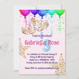 Invitación a la fiesta de cumpleaños de chica Gold