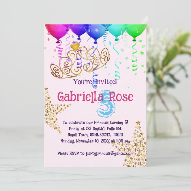 Invitación a la fiesta de cumpleaños de chica Gold (Anverso de pie)