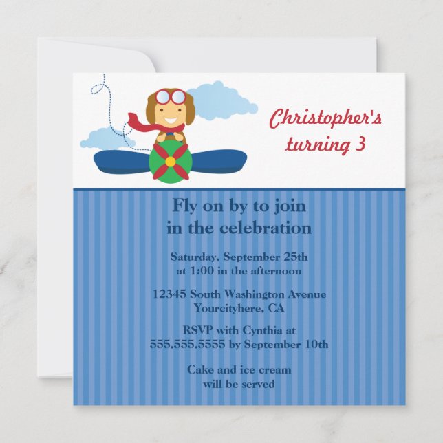 Invitación a la fiesta de cumpleaños de chicos chi (Anverso)