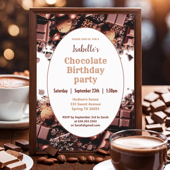 Invitación a la fiesta de cumpleaños de chocolate (Chocolate Birthday Party Invitation)