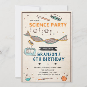 Invitación a la fiesta de cumpleaños de ciencia