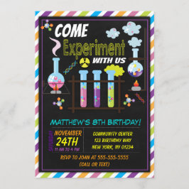 Invitación a la fiesta de cumpleaños de ciencia pa
