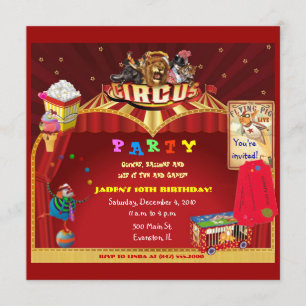 invitación a la fiesta de cumpleaños de Circo