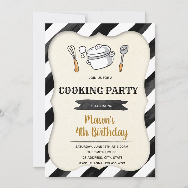 Invitación a la fiesta de cumpleaños de cocina inf (Anverso)