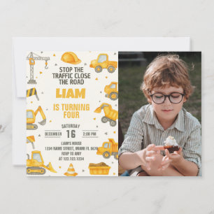 Invitación a la fiesta de cumpleaños de construcci