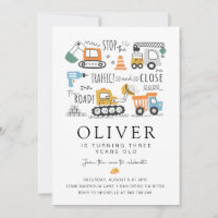 Invitación a la fiesta de cumpleaños de construcci