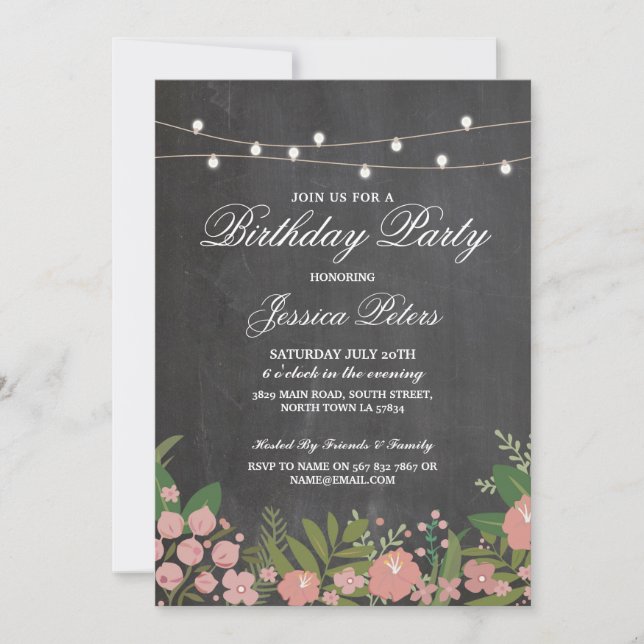 Invitación a la fiesta de cumpleaños de Coral Flor (Anverso)