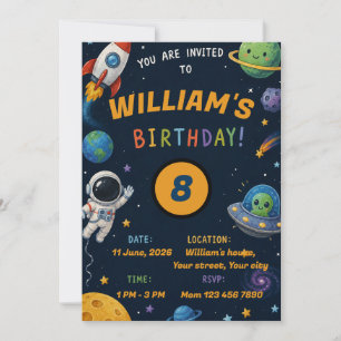 invitación a la fiesta de cumpleaños de Cosmos