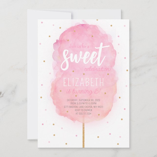 Invitación a la fiesta de cumpleaños de Cotton Can (Anverso)