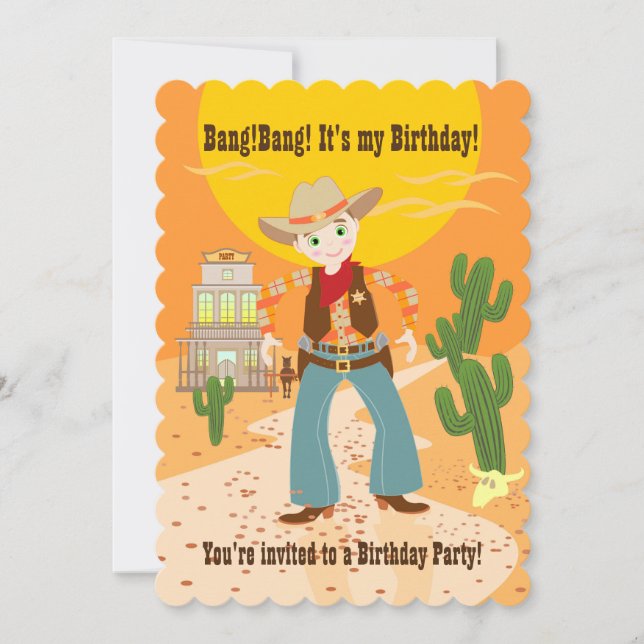 Invitación a la fiesta de cumpleaños de Cowboy (Anverso)