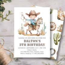 Invitación a la fiesta de cumpleaños de Cowboy
